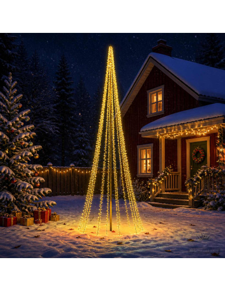 Albero di Natale LED 485 cm 3000 LED Bianco caldo Acciaio Nero