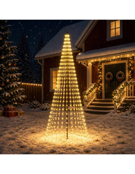 Albero di Natale LED 285 cm 744 LED Bianco caldo Ferro Nero