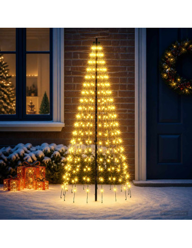 Albero di Natale LED 165 cm 270 LED Bianco caldo Ferro Nero