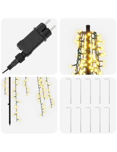 Albero di Natale LED 285 cm 1550 LED Bianco caldo Acciaio Nero