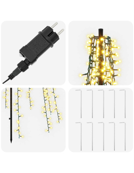 Albero di Natale LED 285 cm 1550 LED Bianco caldo Acciaio Nero