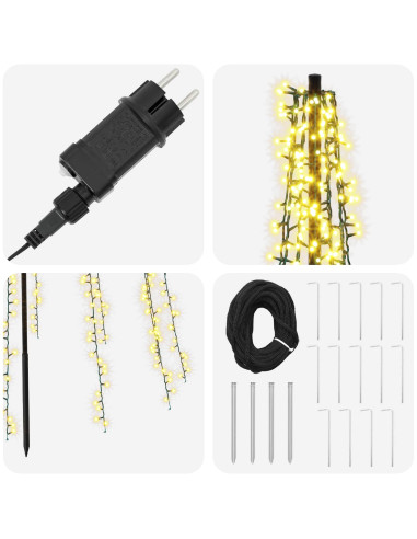 Albero di Natale LED 485 cm 3000 LED Bianco caldo Acciaio Nero