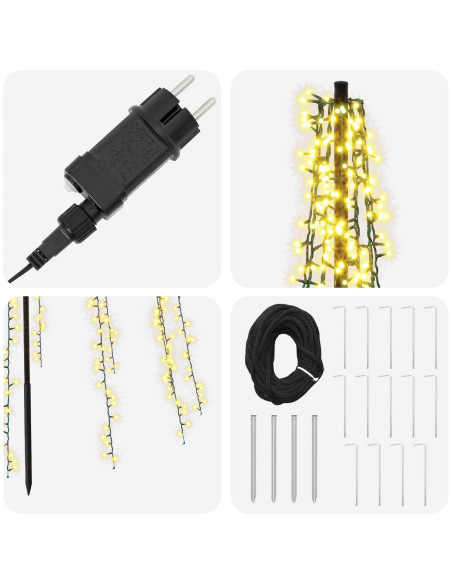 Albero di Natale LED 485 cm 3000 LED Bianco caldo Acciaio Nero