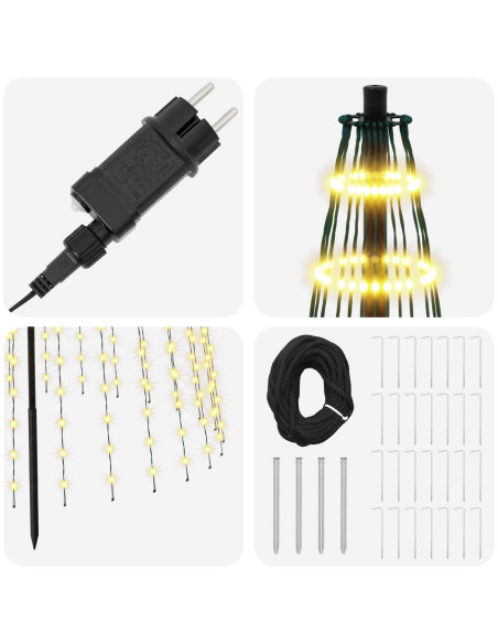 Albero di Natale LED 385 cm 1148 LED Bianco caldo Ferro Nero