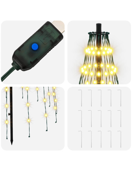 Albero di Natale LED 165 cm 270 LED Bianco caldo Ferro Nero