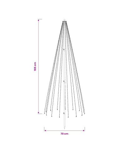 Albero di Natale LED 165 cm 270 LED Bianco caldo Ferro Nero