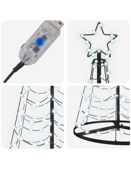Albero di Natale LED a spirale con base EKENAS 180 cm 220 LED
