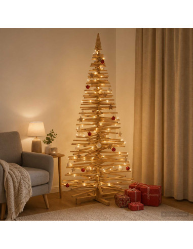 Albero di Natale in legno KOTKA 240 cm Legno Massello di Pino