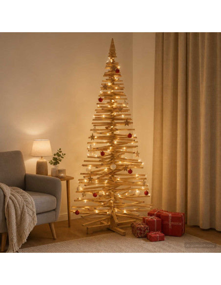 Albero di Natale in legno KOTKA 240 cm Legno Massello di Pino