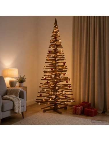 Albero di Natale in legno KOTKA 240 cm Legno Massello di Pino