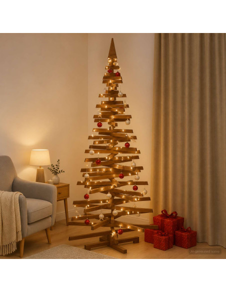 Albero di Natale in legno KOTKA 240 cm Legno Massello di Pino