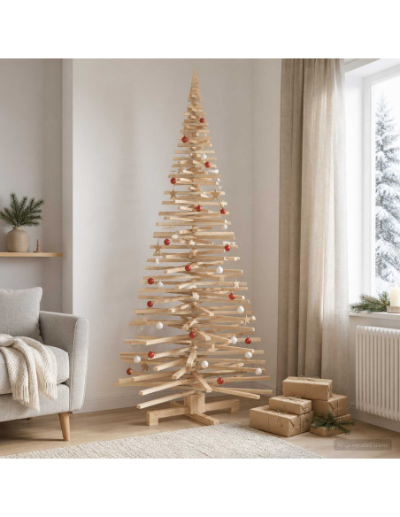 Albero di Natale in legno KOTKA 210 cm Legno Massello di Pino