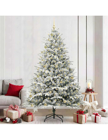 Albero di Natale Artificiale Pre-illuminato con Set di Palline