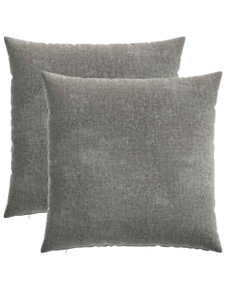 Federa 2 pz HEERLEN Grigio Scuro 65 x 65 cm Tessuto Chenille