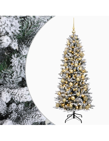 Albero di Natale artificiale con palline 120 cm 150 LED