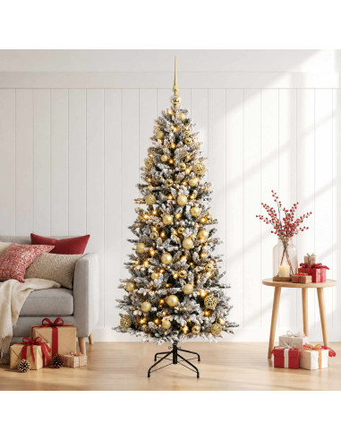 Albero di Natale artificiale con palline 120 cm 150 LED