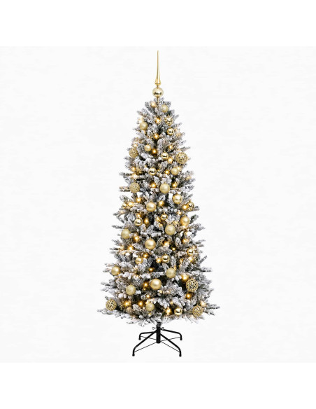 Albero di Natale artificiale con palline 120 cm 150 LED