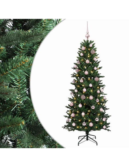Albero di Natale artificiale con palline 120 cm 150 LED