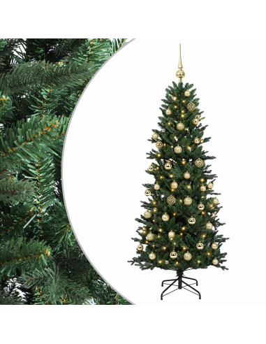 Albero di Natale artificiale con palline 120 cm 150 LED