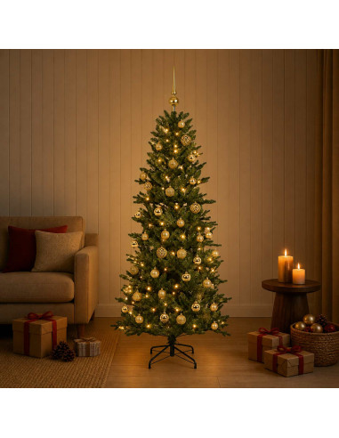Albero di Natale artificiale con palline 120 cm 150 LED