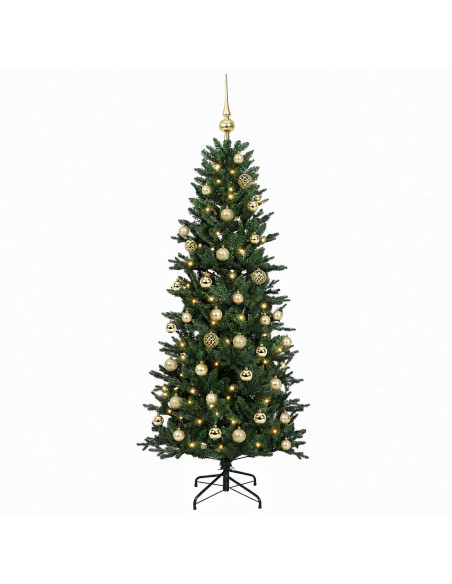 Albero di Natale artificiale con palline 120 cm 150 LED
