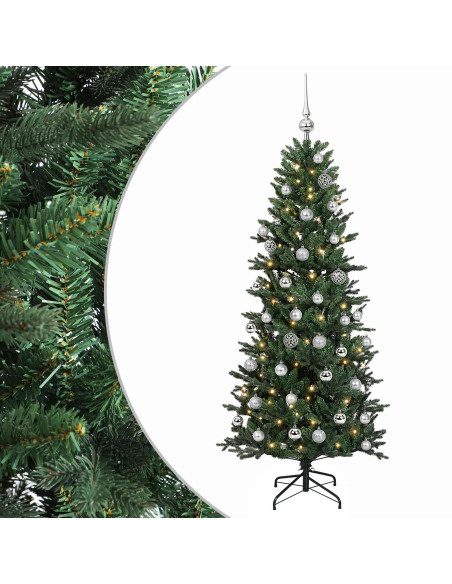 Albero di Natale artificiale con palline 120 cm 150 LED