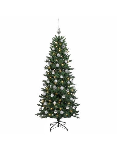 Albero di Natale artificiale con palline 120 cm 150 LED