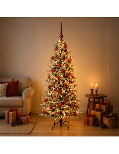 Albero di Natale artificiale con palline 120 cm 150 LED