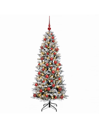 Albero di Natale artificiale con palline 120 cm 150 LED