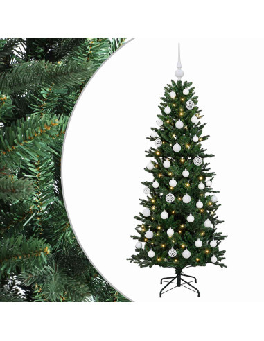 Albero di Natale artificiale con palline 120 cm 150 LED