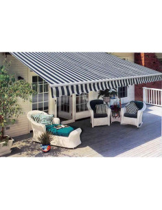 Tendone manuale 3 x 2,5 m Strisce Blu e Bianche 100% Poliestere