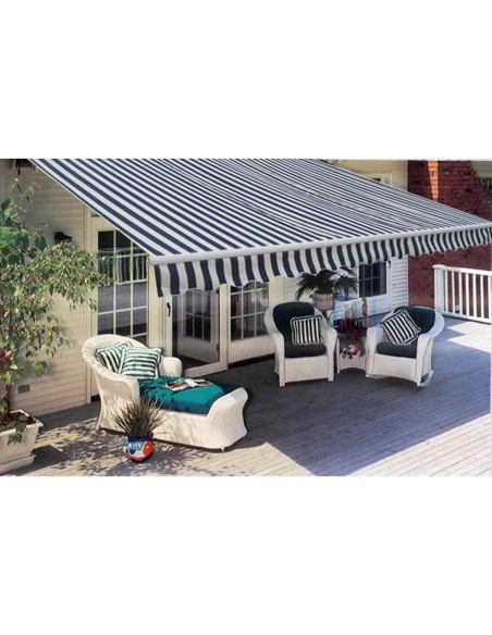 Tendone manuale 3 x 2,5 m Strisce Blu e Bianche 100% Poliestere