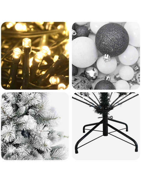 Albero di Natale artificiale con palline 210 cm 300 LED