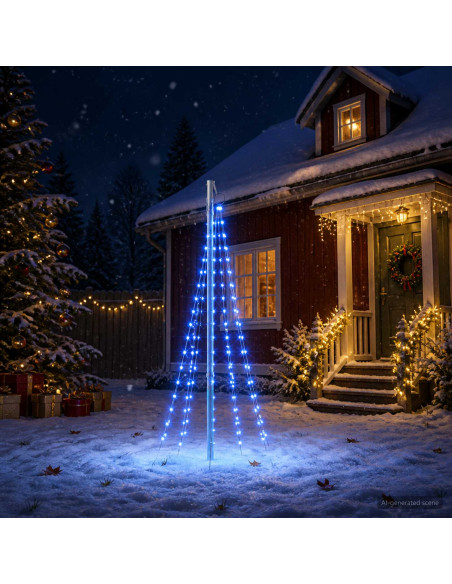 Luci per albero di Natale con picchetti e asta per bandiera