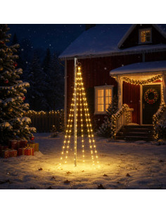 Luci per albero di Natale con picchetti e asta per bandiera