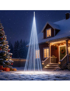 Luci per albero di Natale con picchetti e asta per bandiera