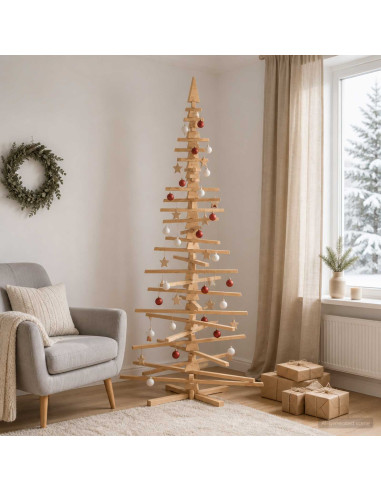 Albero di Natale in legno KOTKA 240 cm Legno Massello di Pino