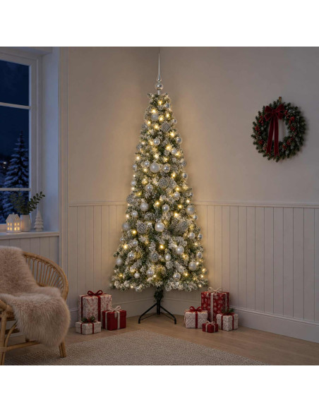 Albero di Natale artificiale con palline 180 cm 300 LED