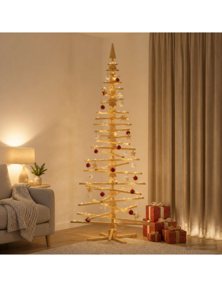 Albero di Natale in legno KOTKA 240 cm Legno Massello di Pino