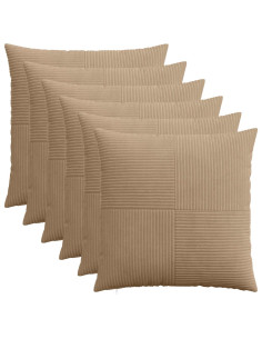 Federa 6 pz ALMELO Marrone 60 x 60 cm corduroy 2