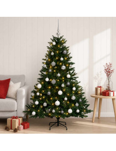 Albero di Natale artificiale con palline 120 cm 150 LED