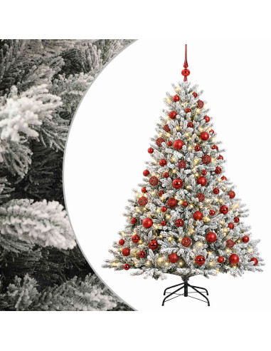 Albero di Natale artificiale con palline 210 cm 300 LED
