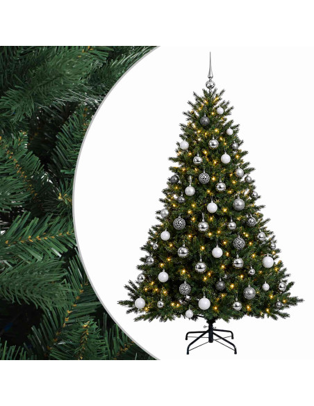 Albero di Natale artificiale con palline 180 cm 300 LED