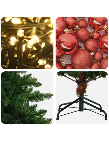 Albero di Natale Artificiale con Palline 180 cm 300 LED
