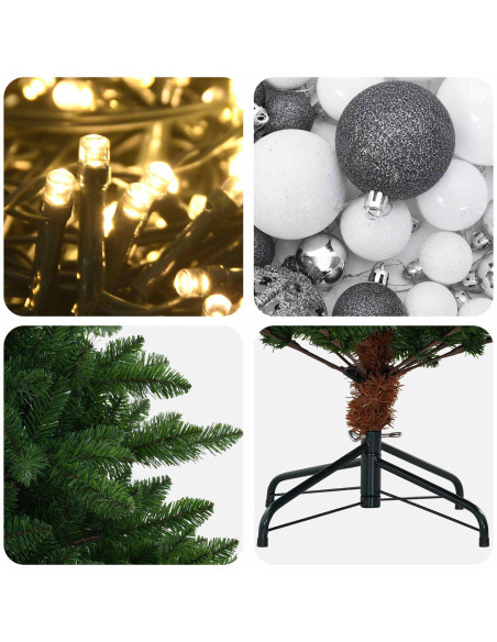 Albero di Natale Artificiale con Palline 240 cm 300 LED