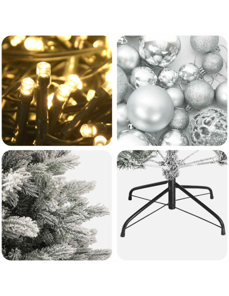 Albero di Natale artificiale con palline 210 cm 300 LED