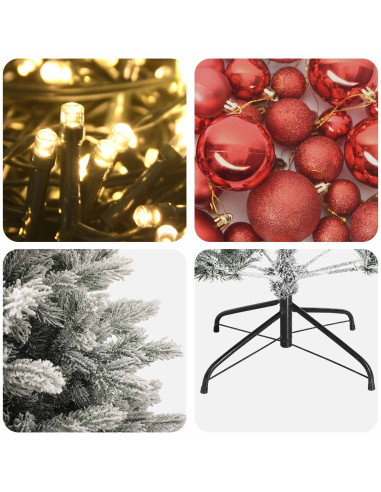 Albero di Natale artificiale con palline 210 cm 300 LED