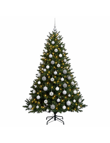 Albero di Natale artificiale con palline 210 cm 300 LED
