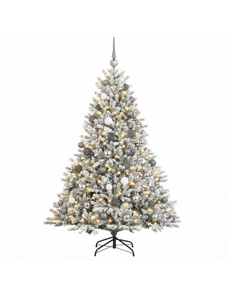 Albero di Natale artificiale con palline 180 cm 300 LED