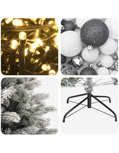 Albero di Natale artificiale con palline 180 cm 300 LED